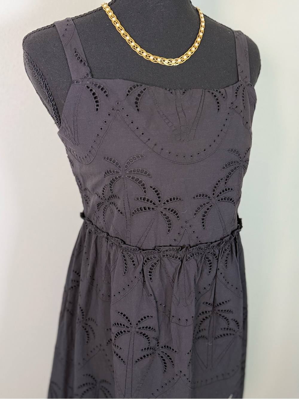 NWT  Walking on Sunshine Black Eyelet Sundress XL Boho Resort Dress